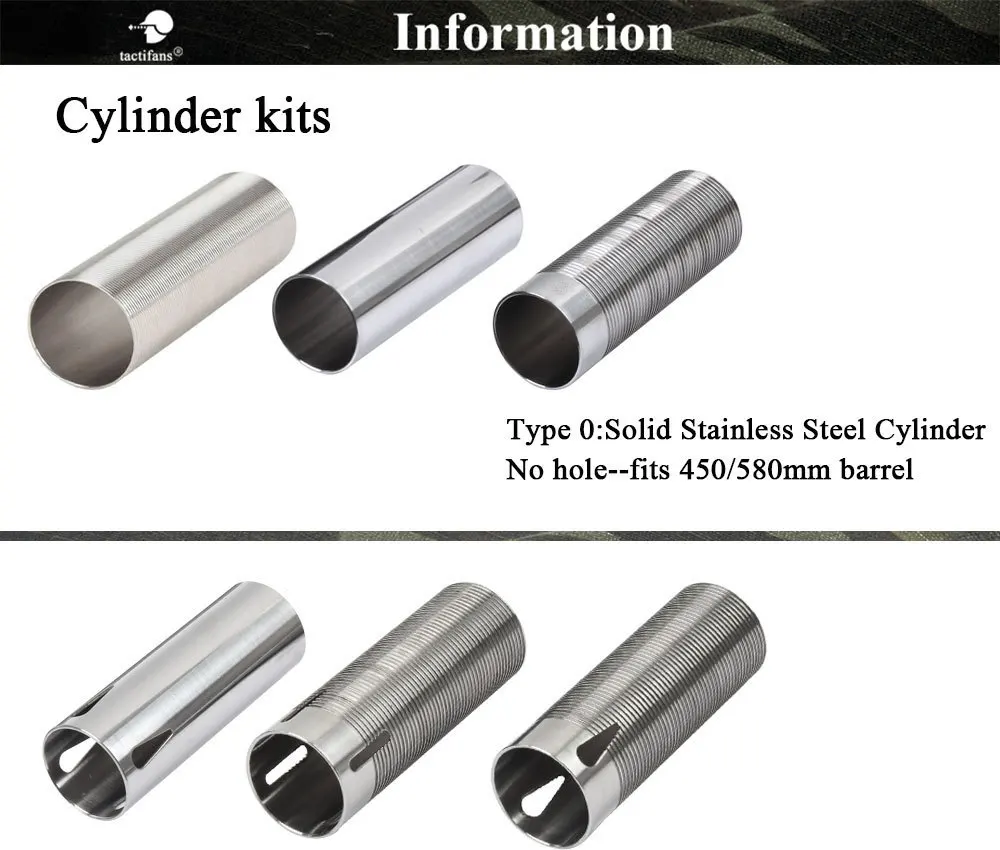 TACTIFANS Solid Cylinder Tune Up Kit Piston Head Nozzle Cylinder Head Inner Barrel 450-580mm For M4 Series Airsoft AEG Paintball
