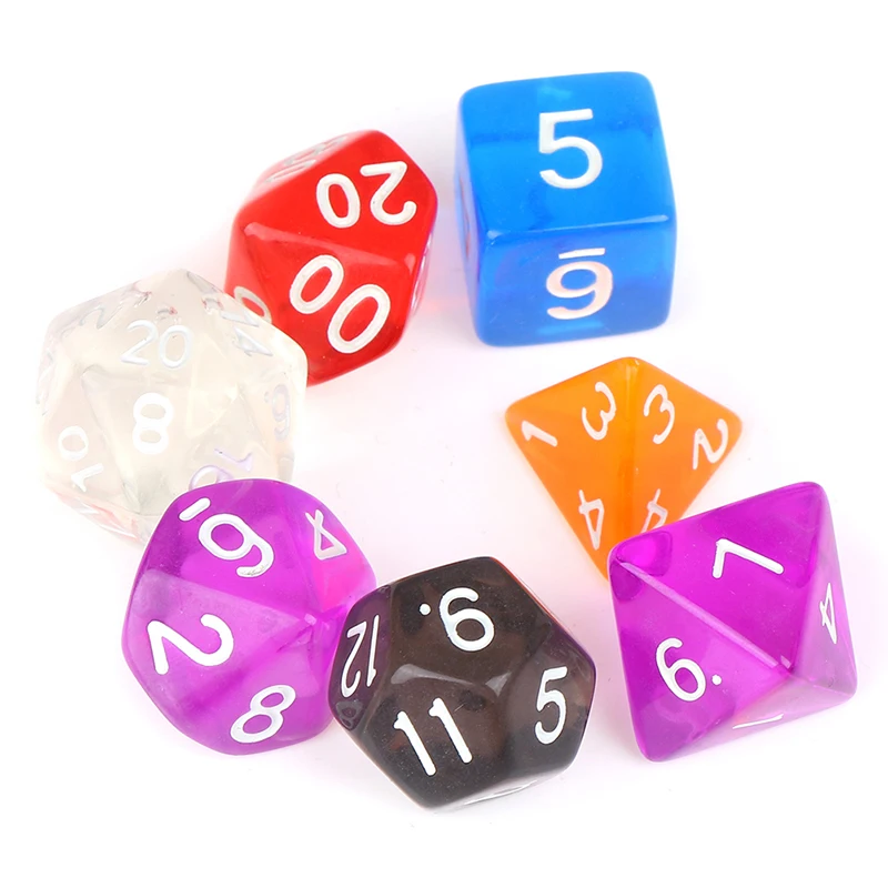 7 шт./компл. многогранные игральные кости DnD для настольных игр ролевые игры MTG D4 D6