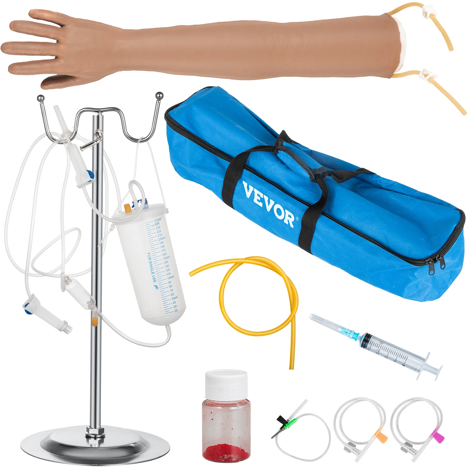 

VEVOR Intravenous Practice Phlebotomy Arm Kit PVC Dark Skin High Simulation for Venipuncture be Flame-Retarded Suit For School