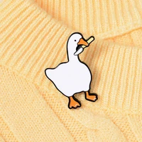 new 1pc fun game goose brooches cartoon cute enamel white goose badge lapel backpack decorative pins jewelry gifts for friends