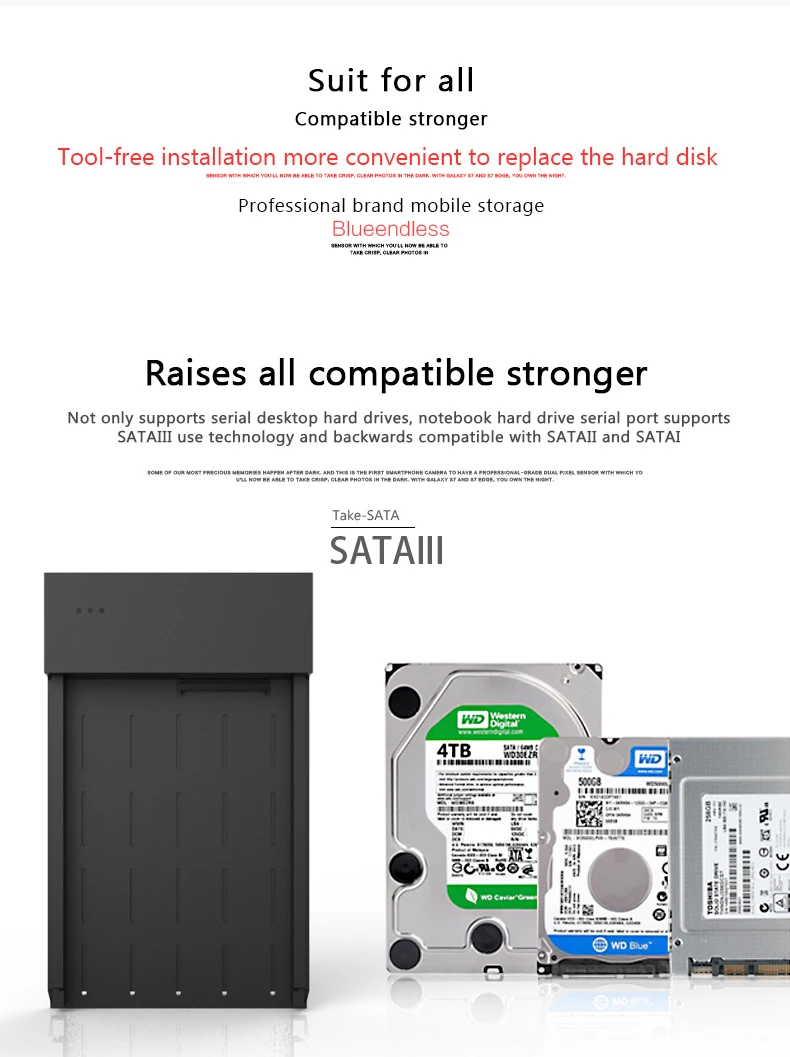 Blueendless 3.5 inch HDD Case SATA to USB 3.0 6Gbps 6TB HDD Enclosure for Laptop HD Hard Disk Box External Hard Drive