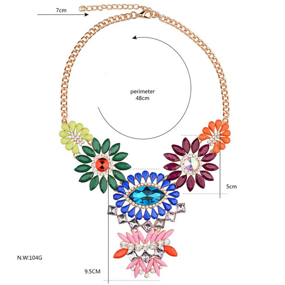 

DiLiCa Fashion Crystal Flower Necklaces Pendants for Women Bib Statement Necklace Colored Vintage Choker Collar Jewelry