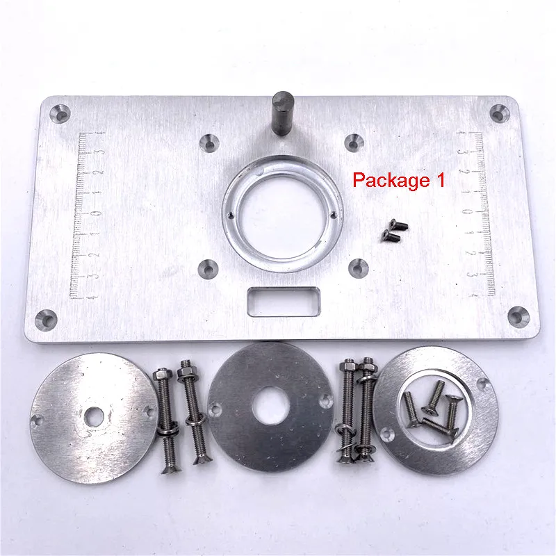 

Multi-functional Aluminum Router Table Insert Plate W/ Ring Screw Bushing for Woodworking Benches Trimmer
