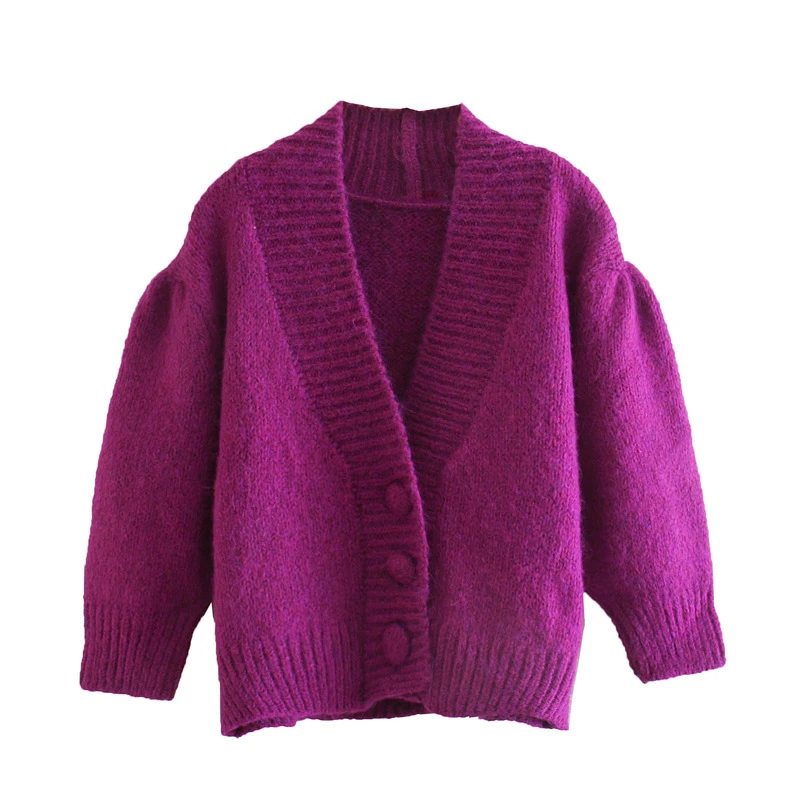 

women elegant solid cardigan vintage jumper loose knitted cardigan coat 4522