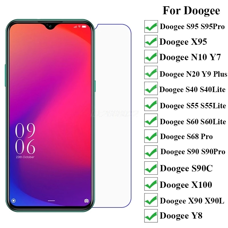 Tempered Glass For Doogee S58 S59 S40 S59 S60Lite S35 S95 S88 Pro Y9 Plus N10 N20 X90 X90L Screen Protector Doogee X95 Pro