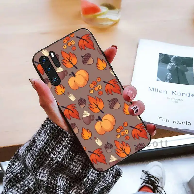 

Pumpkin happy autumn fall Phone Case black For Huawei honor Mate mate P 10 9X 10i 20 30 40 y7 lite pro p smart 2019