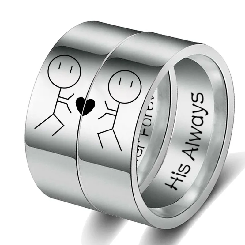 

New Style Punk Retro Men's Ring Lovers Cartoon Stainless Steel Street Party Ring Romantic Love Promise Jewelry Lady Wholesale