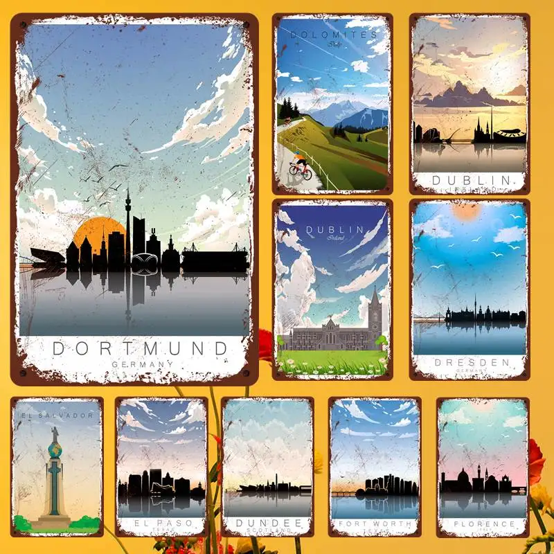 

Florence Italy Travel Skyline Florence Travel Standard Tin Metal Wall Decoration