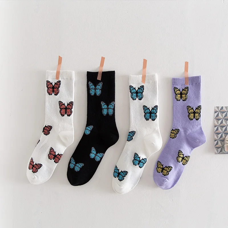 

Butterfly Socks Foot Socks Streetwear Middle Tube Socks Sports Women Sock Harajuku Cotton Stocking Breathable Hose Comfortable