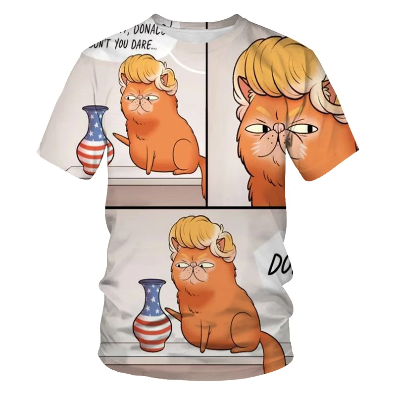 

2021 summer cat cartoon anime t-shirt blouse boy girl short sleeve round neck aoss oversized t-shirt street clothing xxs-6xl