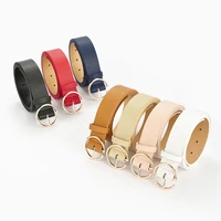 female fashion round buckle waist belt metal buckle casual pu leather belt clothes accessories for women
