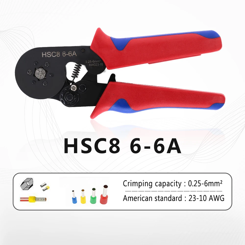 HSC8 6 4A инструменты для обжима трубчатых клемм Мини Электрические плоскогубцы 23 7AWG