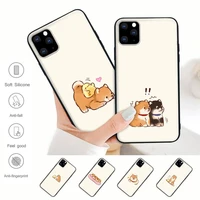 cute shiba inu dog black silicone mobile phone cover for iphone 12 11 pro max xs x xr 7 8 6 6s plus 5 5s se 2020 case
