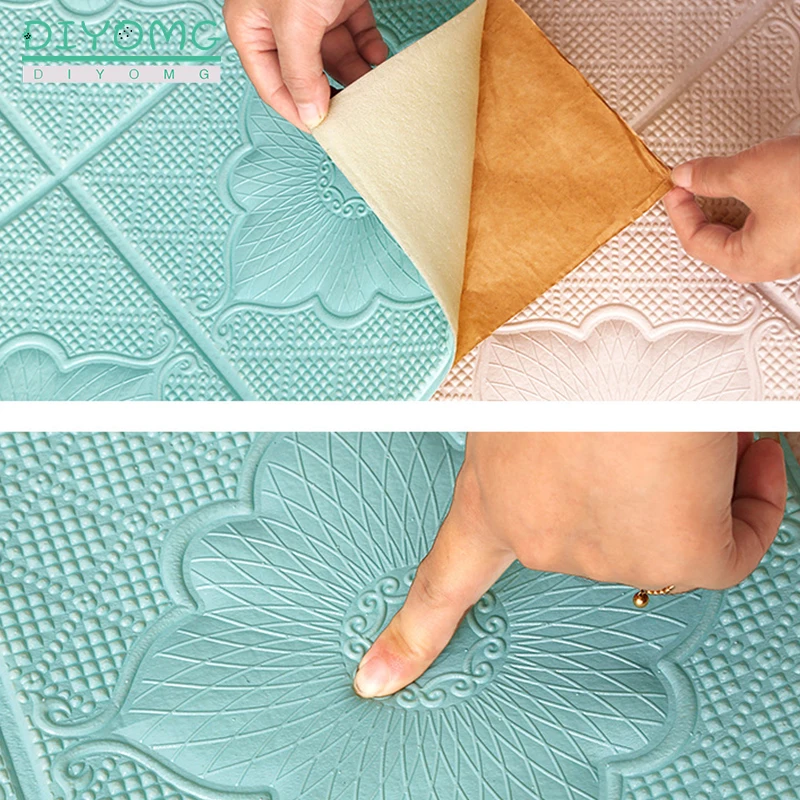 

Self-adhesive Roof Decoration Wallpaper Wall Sticker 3D Waterproof Diamond Roof Ceiling Contact Paper Living Room Bedroom Decor