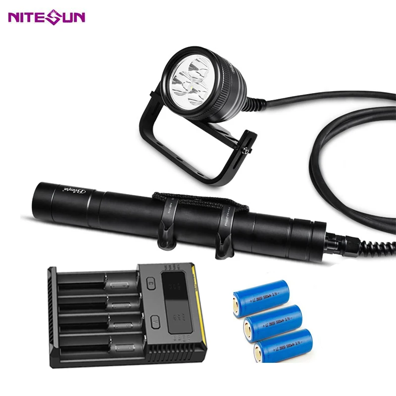 NITESUN DIV10 с аквалангом Светодиодный прожектор 3 * CREE XM L2 U4 светодиодов Макс 3000LM