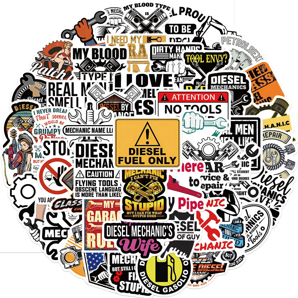 103050pcs cartoon diesel mechanic sign graffiti stickers diy skateboard motorcycle laptop car phone luggage waterproof sticker free global shipping