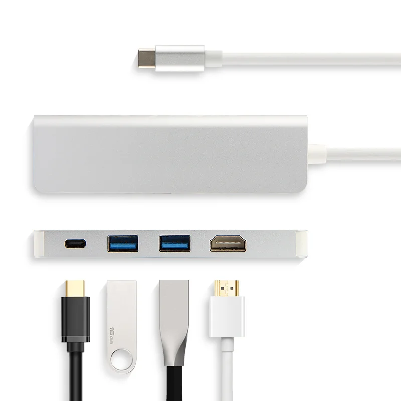 HDMI and USB3.0 PD Ajiuyu USB C концентратор Thunderbolt 3 type C адаптер док-станция 3 USB 3,0 порт 4K HDMI мульти порты для Macbook Pro Air iMAC НОУТБУК сплиттер - Цвет: HDMI and USB3.0 PD