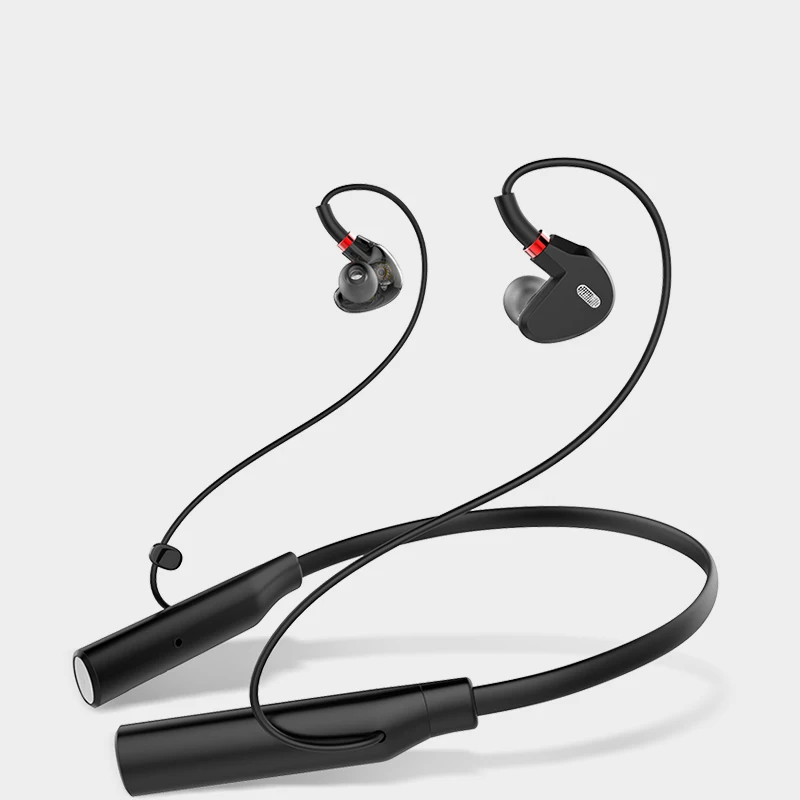 Двойные динамические наушники беспроводные с шейным ремешком Bluetooth Спортивная