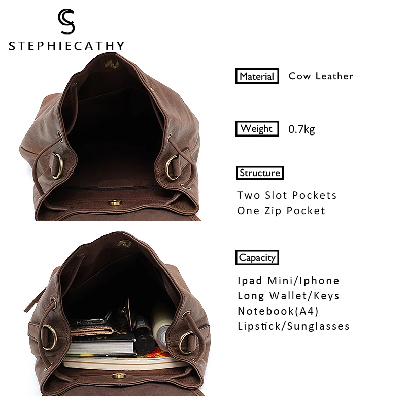 SC итальянские кожаные винтажные рюкзаки для женщин повседневные сумки на плечо с