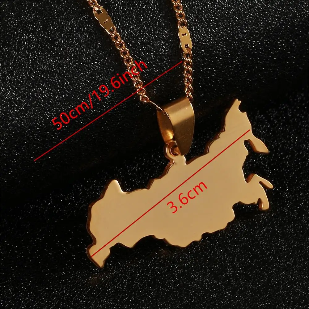 Stainless Steel Gold Color Russia Map Pendant Necklaces The Russian Federation Chain Jewelry | Украшения и аксессуары