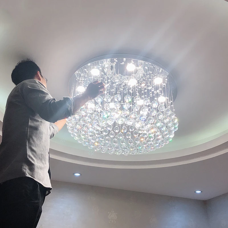 

Modern Crystal Chandelier For Ceiling Luxury Led Round Lamp Home Decor Light Living Dining Room Bedroom Lobby K9 Cristal Lustre