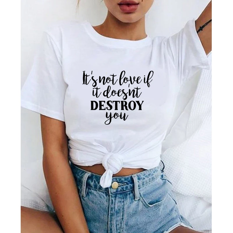 

Gray Anatomical T-shirt Women Lady You're My Person Letter Harajuku Ullzang Thin Top T-shirt Female Clothing White T-shirt