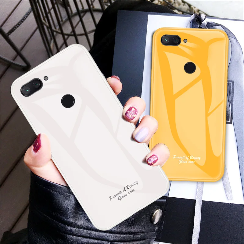 Для Xiaomi Mi 8 Lite чехол из закаленного стекла Модный тонкий для задней панели