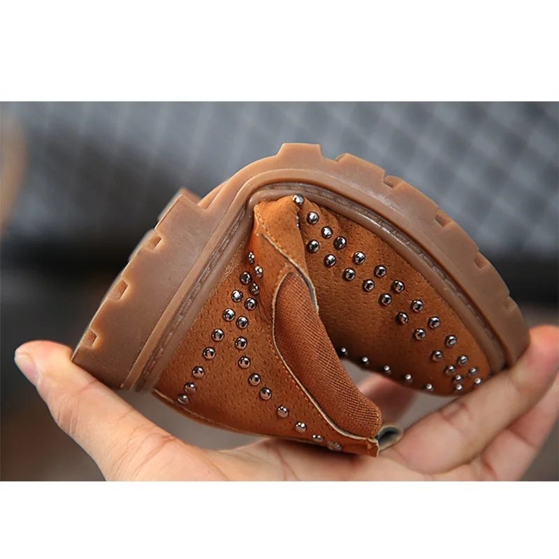 Модная зимняя обувь детские коричневые ботинки высокие мягкие Черные ботильоны