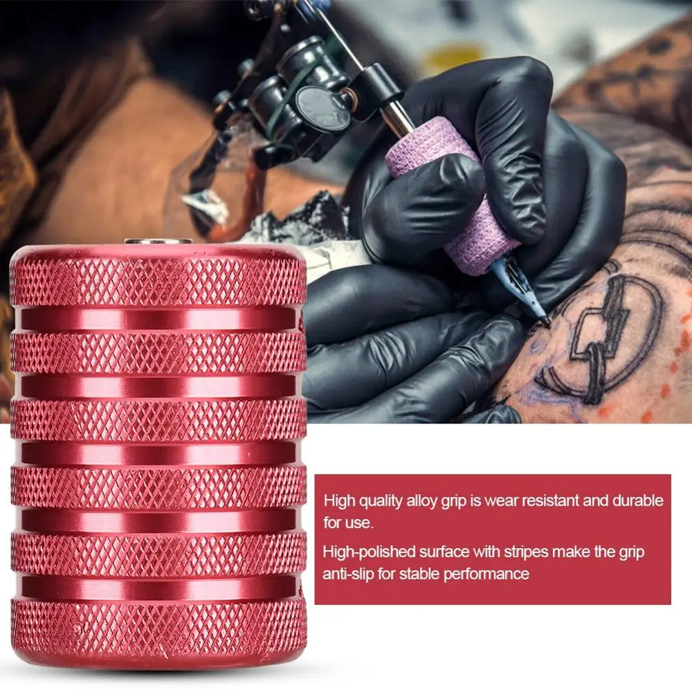 

3 Colors 35mm High Quality Alloy Tattoo Machine Tube Handle Non-Slip Knurling Stripe Design Tattoo Grip Supplies Body Art Tools