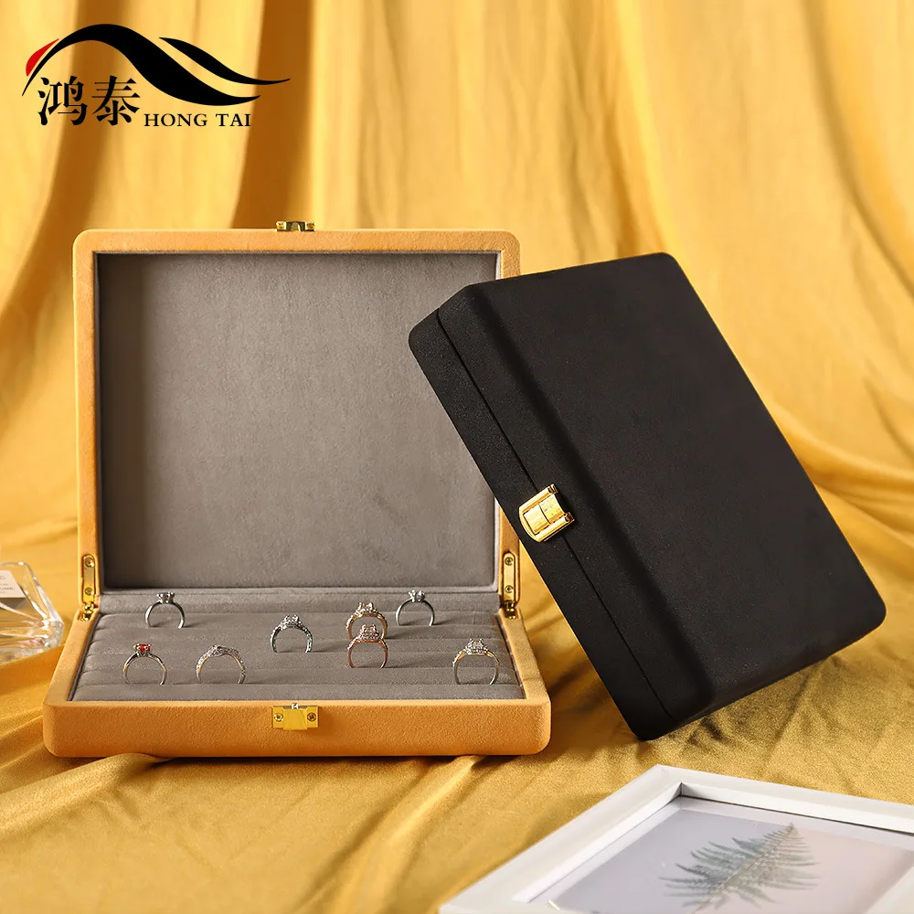 European and American fashion metal buckle jewelry box jewelry earrings pendant jewelry microfiber suit storage box display box