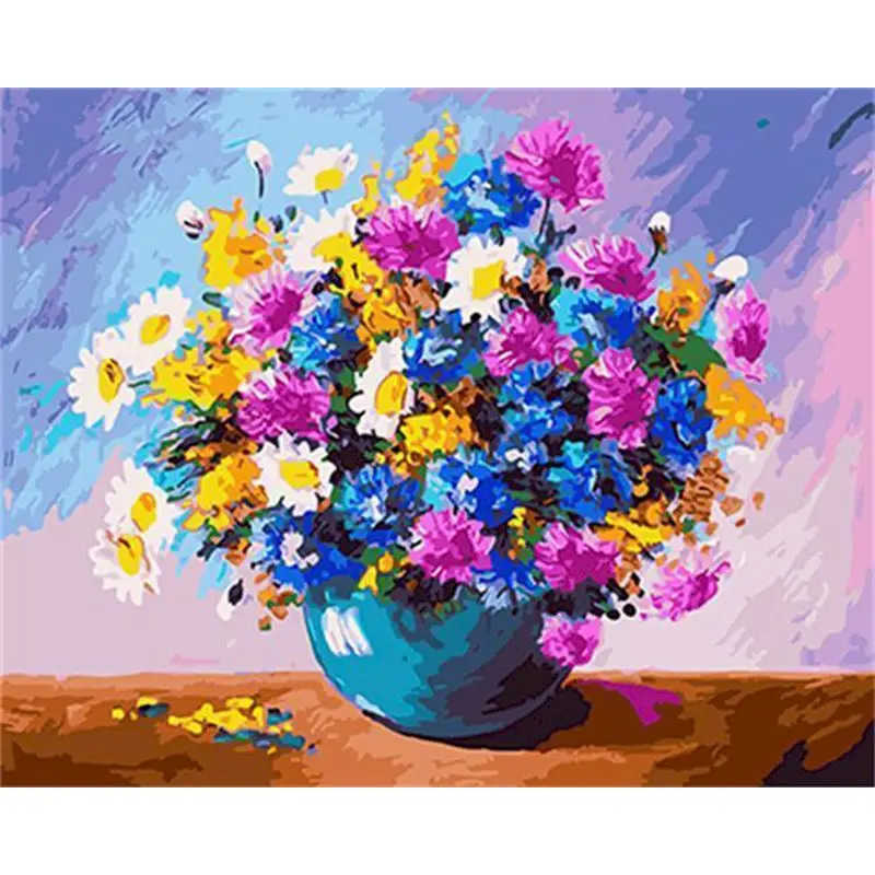 

SDOYUNO 40x50cm Colorful Flowers Painting By Numbers DIY Oil Paint By Numbers Frameless Draw Numbers Wall Art Home Decor