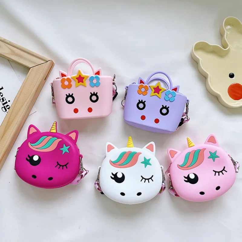 

Симпатичная Детская сумка через плечо из силикагеля для девочек, Симпатичный розовый детский маленький кошелек, сумки через плечо, детская ...