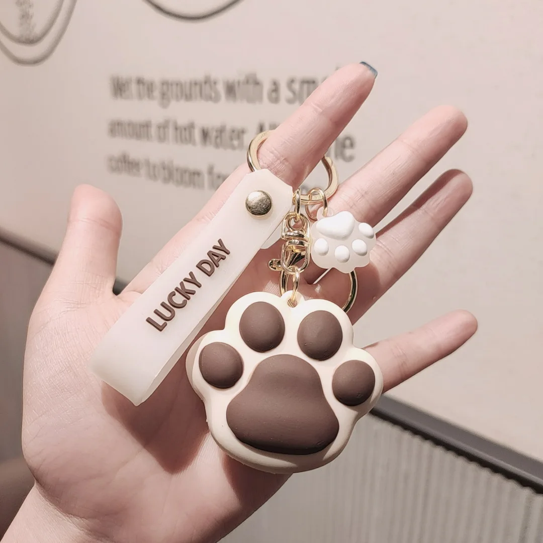 

2021 New Cute Cat Claw Keyring Macaron Color Matching Car Keychain Bag Pendant Custom Pendant Gift Keychains