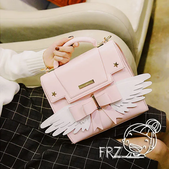 Женская сумка с бантом и крыльями ангела|Сумки ручками| |