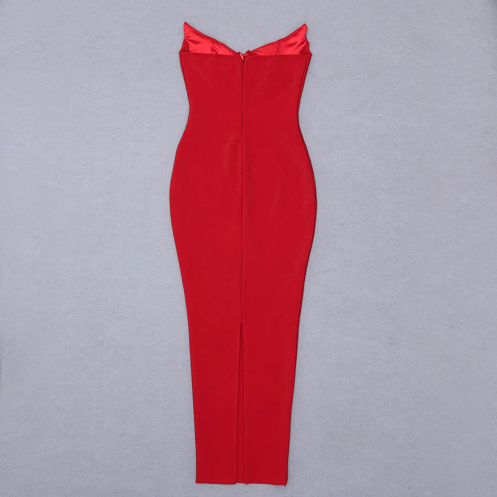 

Ocstrade Bandage Dress Sexy Strapless Red Bandage Dress Bodycon 2021 New Summer Women Off Shoulder Club Evening Party Dress