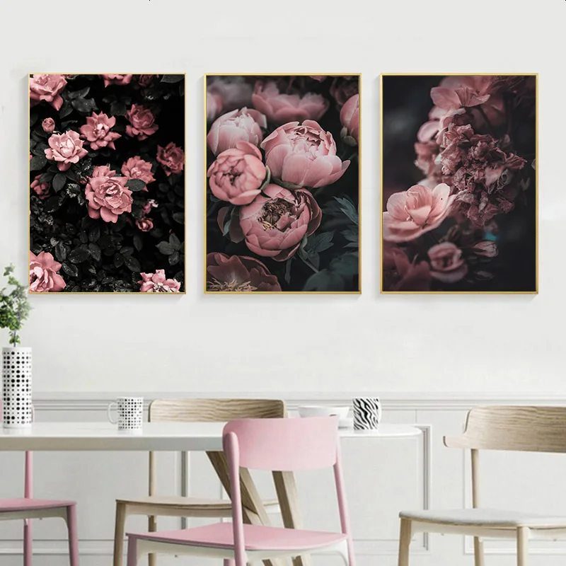 

Peony Rose Flower Canvas Nordic Poster Botanical Scandinavian Style Print Wall Art Painting Decoration Picture for Living Room