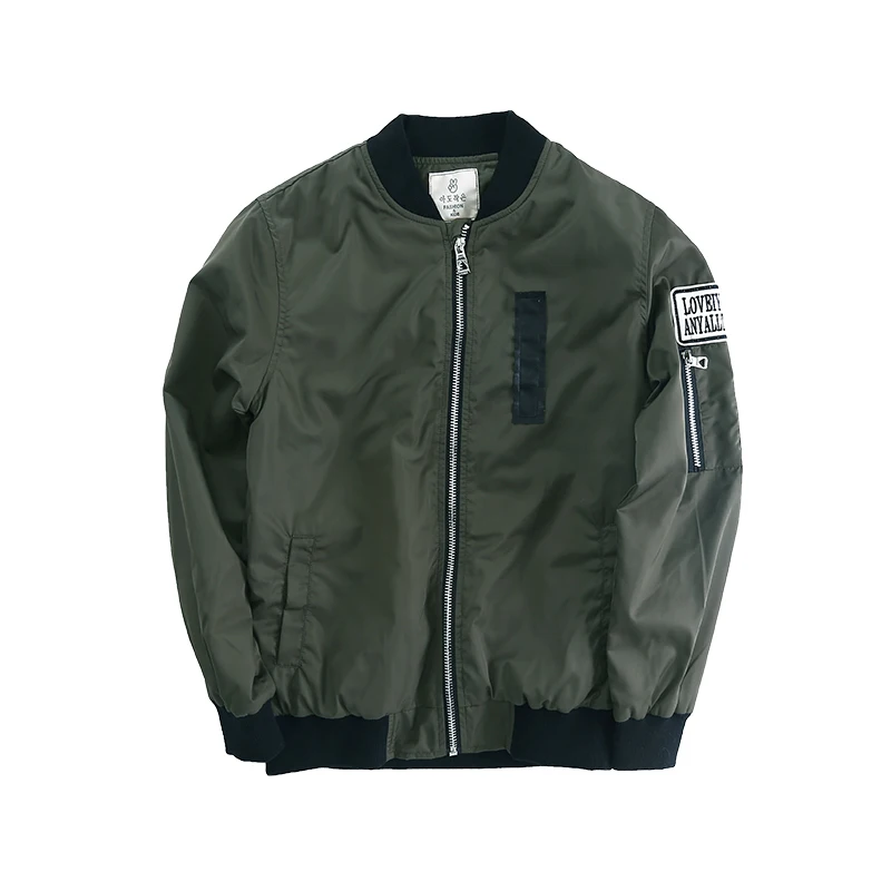 Весна-Осень 2020 куртки для мальчиков куртка-бомбер зеленая ветровка Детская