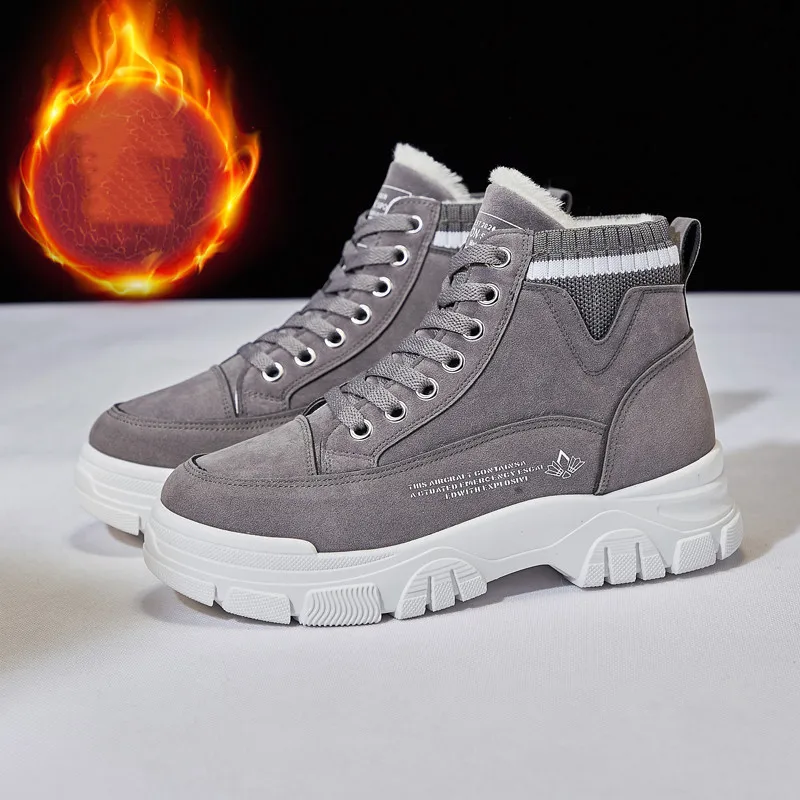 

New Short Boots Winter Plus Velvet Casual Shoes Women British Style All-Match Cotton Zapato Femal Fashion Street Walking Calceus