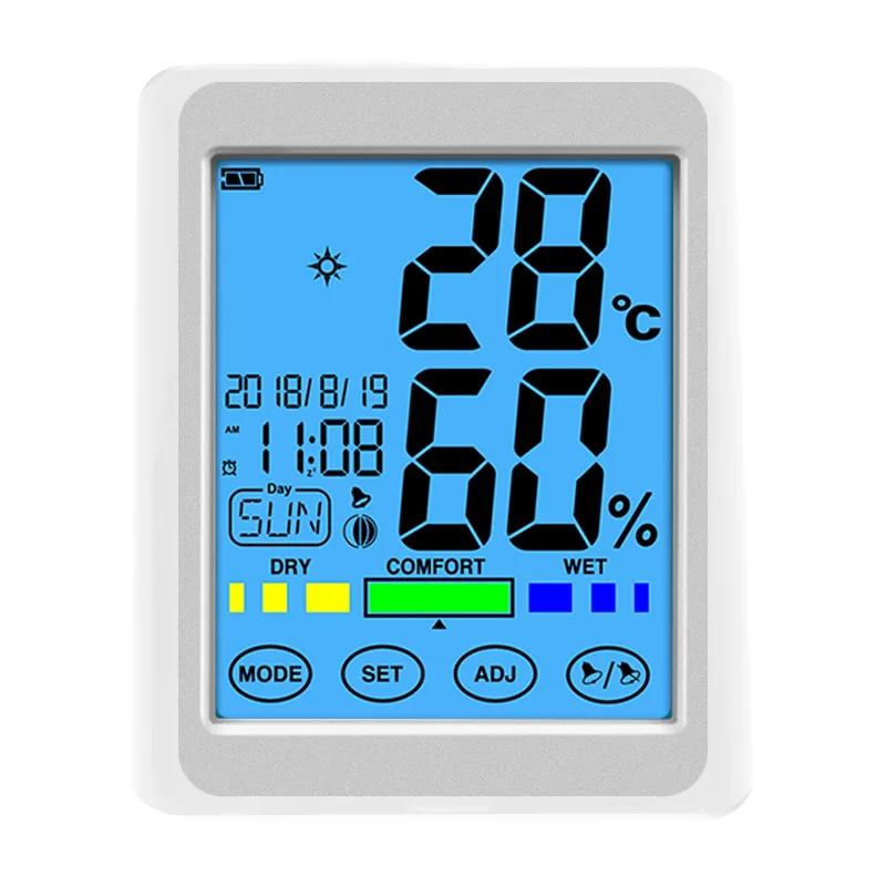 

Digital Alarm Clock Temperature Humidity Lcd Display Electronic Snooze Desktop Touch Screen With Holder Clocks Despertador