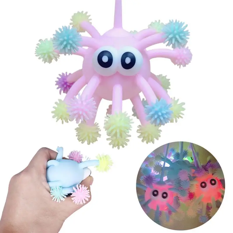 

5IN Squeezing Sensory Toy Bulging Eyes Puffer Balls Relieve Stress Snowflake Glowing Furry Balls Toy #30