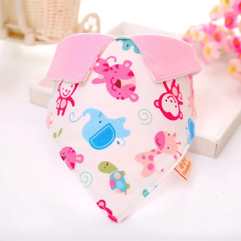 Baberos adorables para beb&eacute; reci&eacute;n nacido, accesorios de alimentaci&oacute;n, estampado de dibujos animados de animales, algod&oacute;n, solapa triangular, Bandana, novedad-5