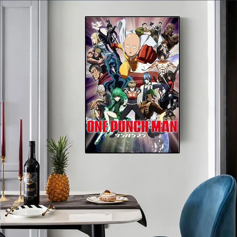 Картина на холсте в стиле аниме One Punch Man принты для домашнего декора Janpese плакаты