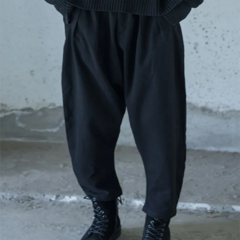 

Men's Casual Pants Autumn Winter New Dark Simple Loose Micro Ha Design High Quality Youth Fashion Personality Wool Pants