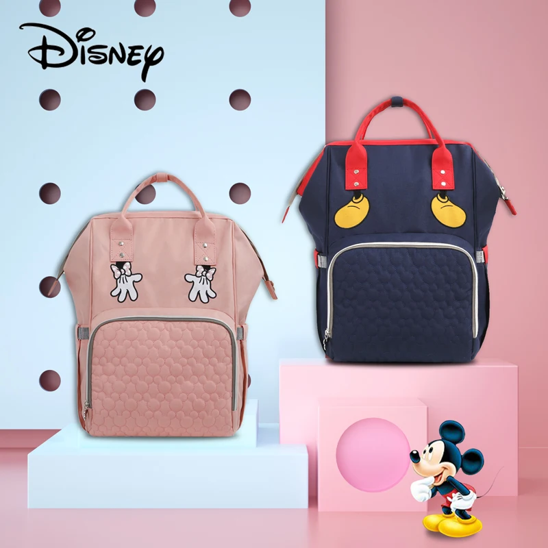 Disney MinnieMickey Baby Diaper Bag Fashion Mummy Maternity Nappy Bag Brand Large Capacity Maternity Bag Multi-function Baby Bag