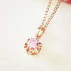 Модные подвески, новые женские Украшения, розовое золото, ювелирные изделия, роскошная круглая форма, фиолетовый кубический циркониевые кулоны, ожерелья