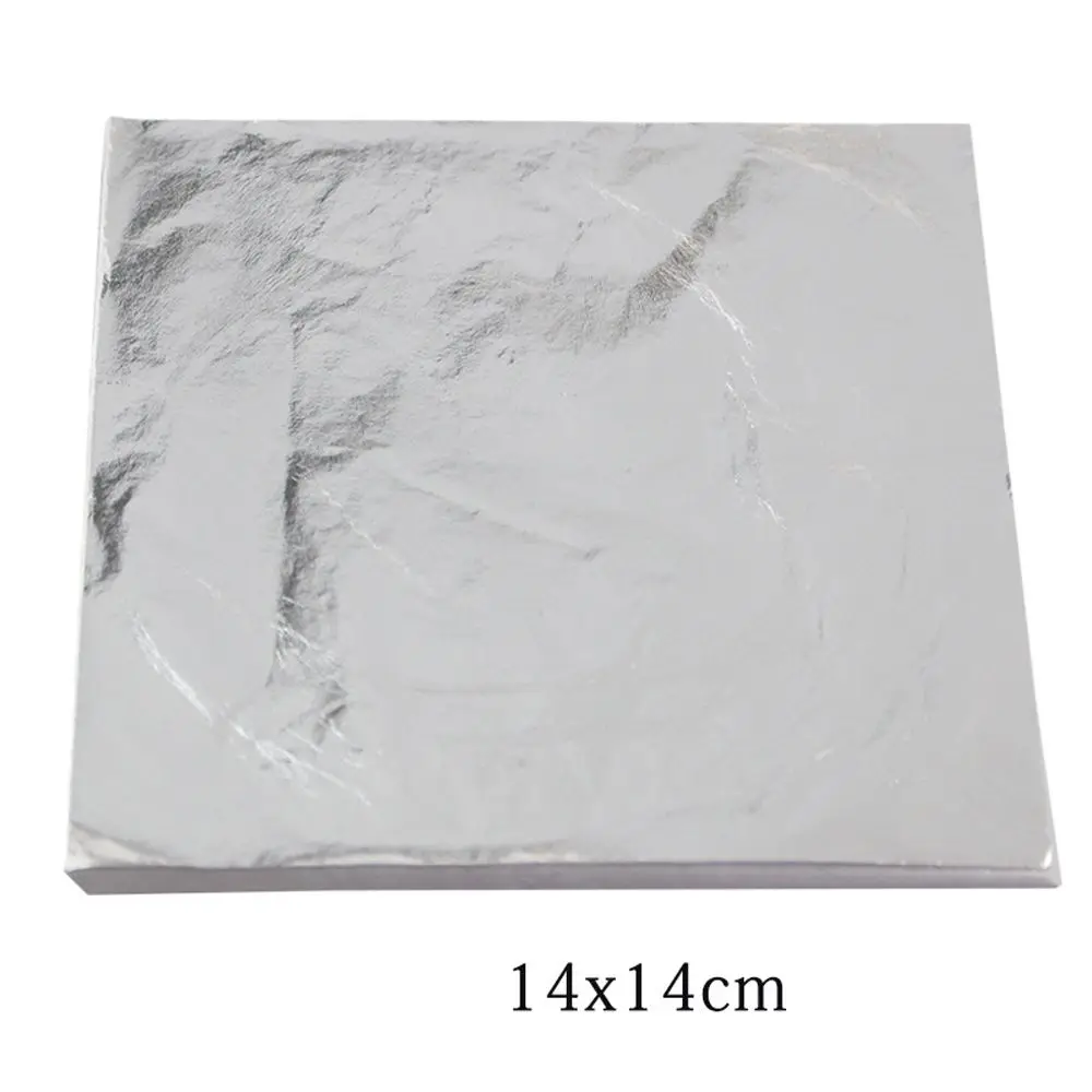 silver 100 шт. 14x14 см художественные золочение ремесло Бумага Медь листья сусальное золото Алюминий листы Фольга Бумага принадлежности для скрапбукинга - Цвет: silver