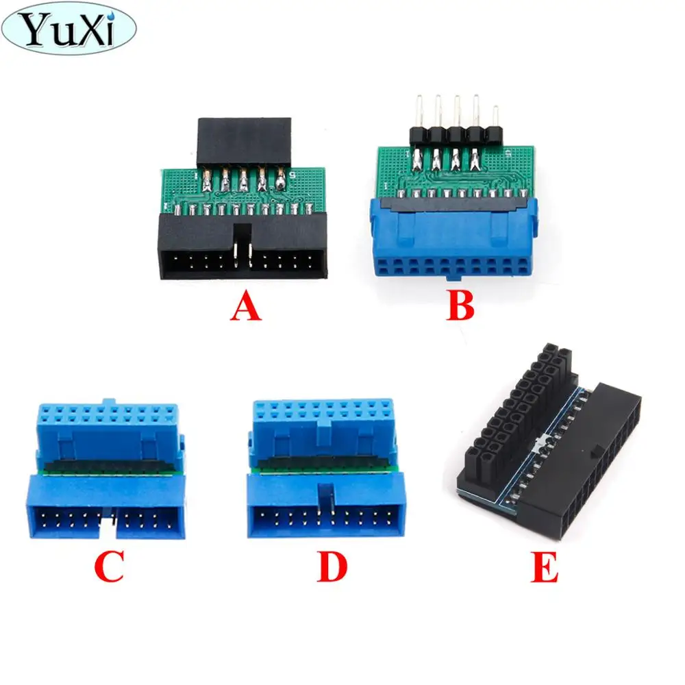 

YuXi USB 3.0 19Pin 20pin 24Pin Male To Female Extension Adapter Up Down Angled 90 180 Degree For Motherboard Mainboard