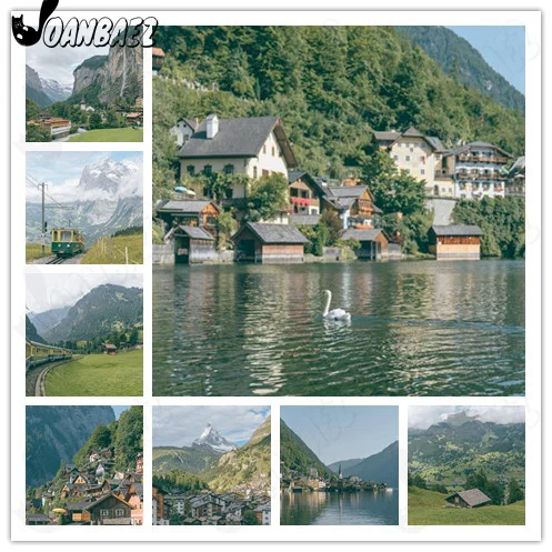 

Green Mountain Forest Ancient Town Diamond Painting 5Ddiy Green Landscape Wall Art Sticker Diamond Embroidery Room Decoration
