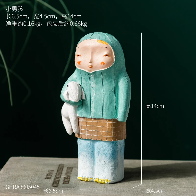 Resin Boy Home Decoration Children's Bedroom Cafe Office Personality Desktop Crafts Ornaments Children Christmas Birthday Gift - Цвет: SHBA3005045