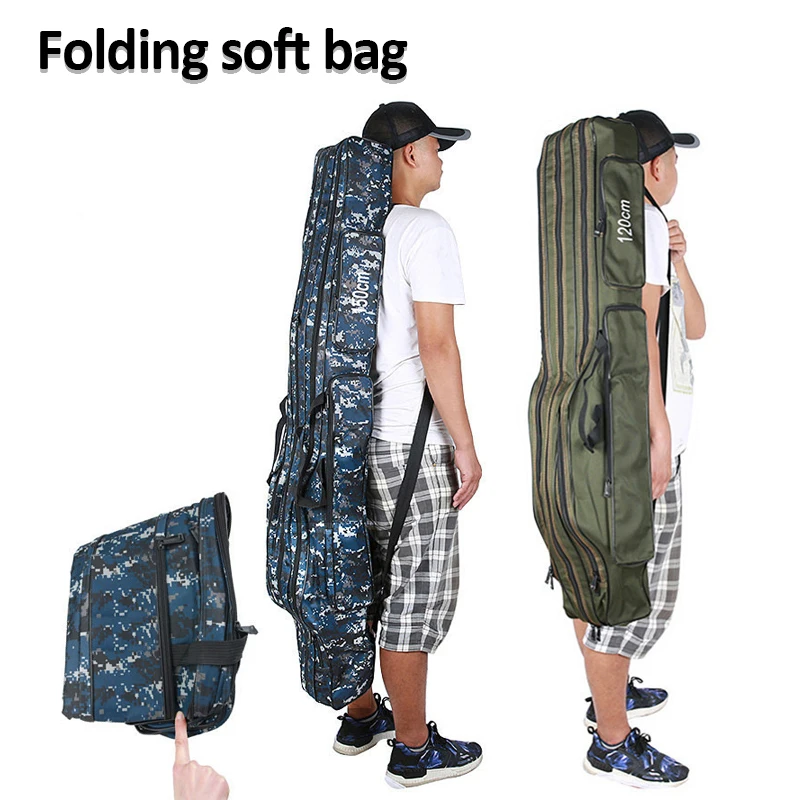 

2/3 Layers Foldable soft fishing bag fishing bag green camouflage big belly bag sea rod fishing rod bag fish bag fishing gear ba